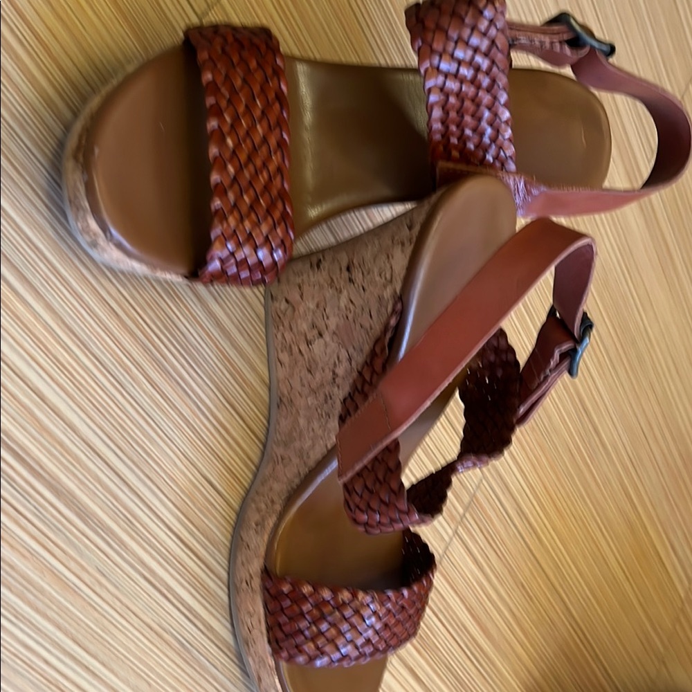Michael Kors Brown Woven Wedge Sandals